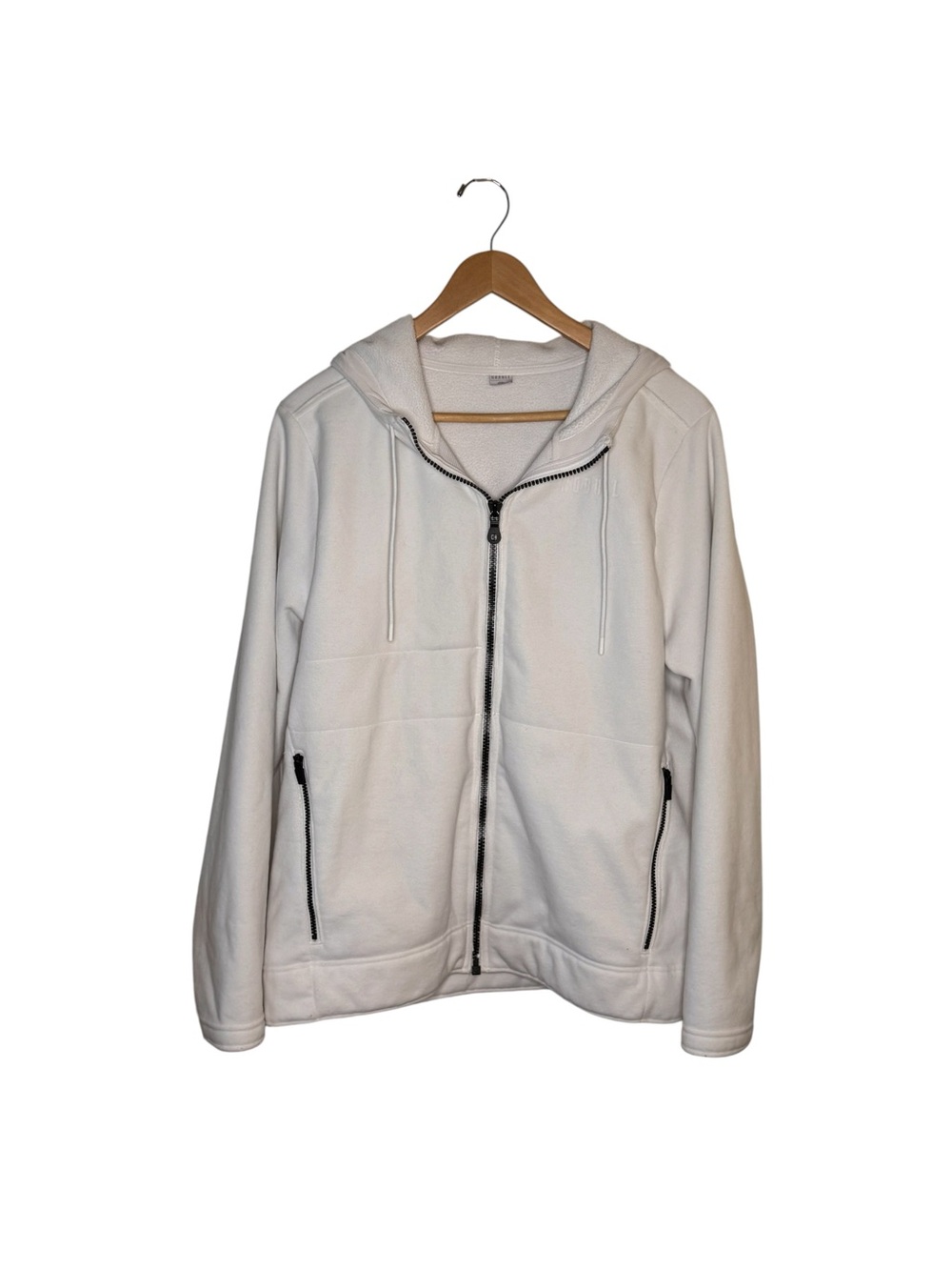 NoBull Zip-Up Fleece White Hoodie Size Large